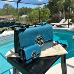 Tory Burch Miller bag with matching wallet.